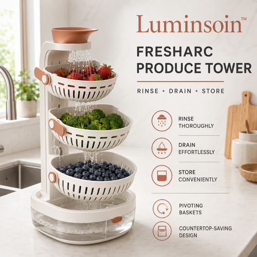 Luminsoin™ FreshArc Countertop Produce Rinse & Air-Dry Tower