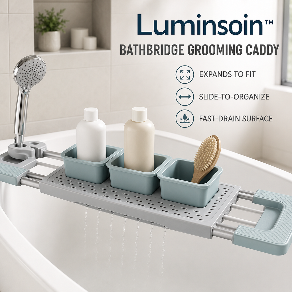 Luminsoin™ BathBridge Expandable Tub-Side Grooming Caddy